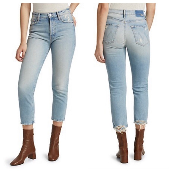 NWT Mother Superior High Rise Tomcat Distressed Ankle Jeans in Bless You